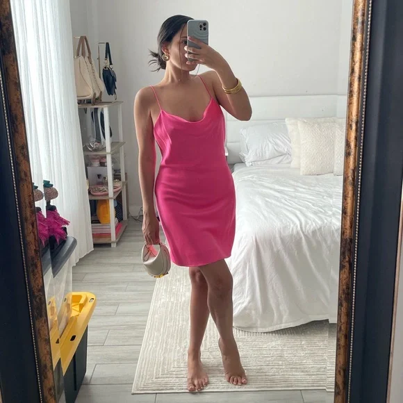 Alice + Olivia Harmony Mini Slip Dress in French Rose - Picture 3 of 6